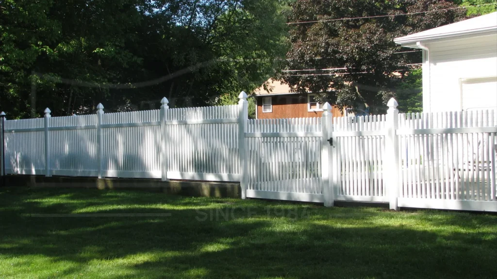 White vinyl picket fence - North Smithfield Fence