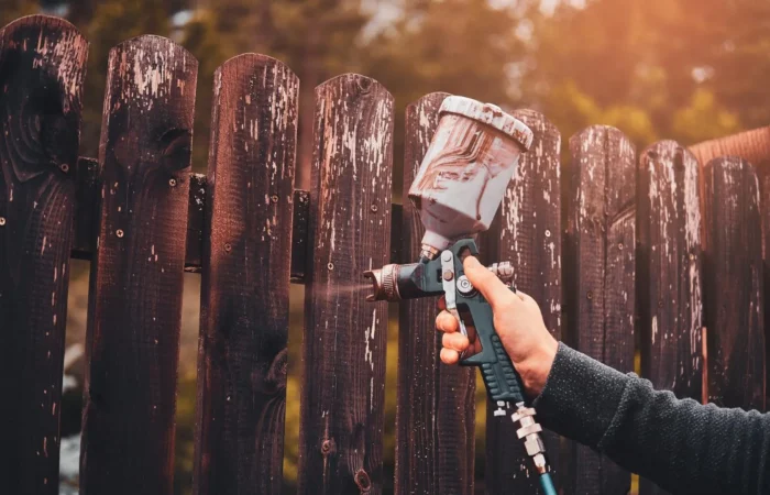 Wood Fence staining process with pressure pump - North Smithfield Fence